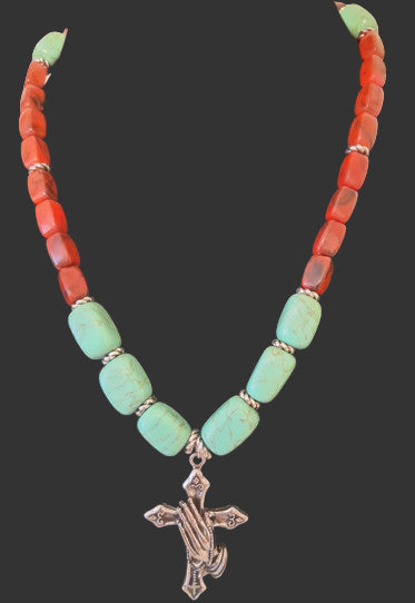 Cross w/ Praying Hands Necklace