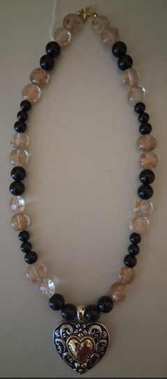 Onyx and white beads