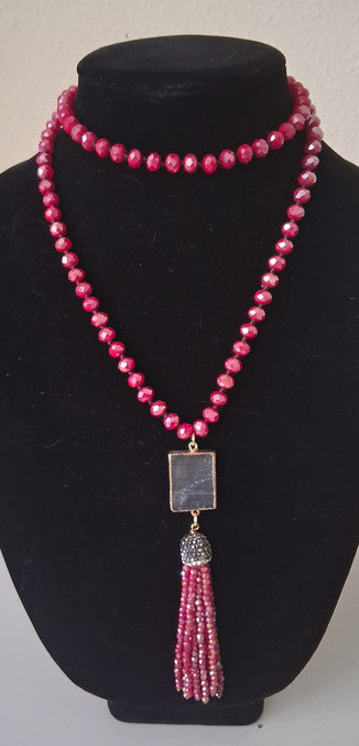 Necklace, Red Faux beads