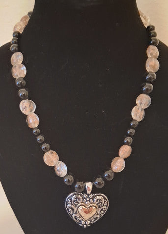Onyx and white beads