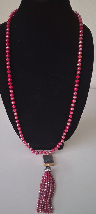 Necklace, Red Faux beads