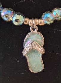 Necklace, blue glass beads