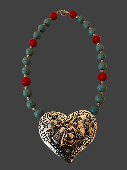 turquoise and red
